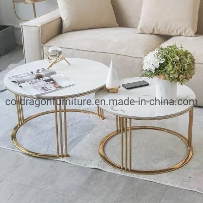 Wholesale Price Home Furniture Metal Coffee Table with Marble Top