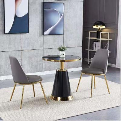 Marble Stainless Steel Gold Round Shape with Storage Coffee Table