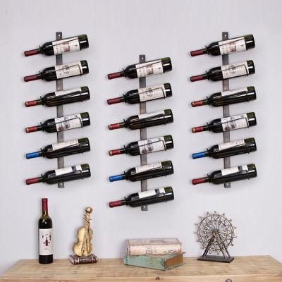 Retro Industrial Style Wine Rack Iron Wall Hanging Bronze Wine Holder Bar Wall Decoration 5 Bottles Black Metal Wine Rack