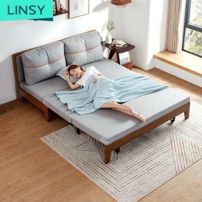 Linsy Home Furniture Wooden Folding Fabric Sofa Bed in Living Room Ls210sf3