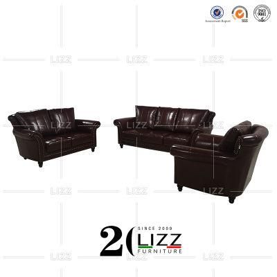 American Classic Livng Room /Home /Hote /Office Top Grain Genuine Leather Sectional Leisure Sofa Chair Furniture Set 1+2+3