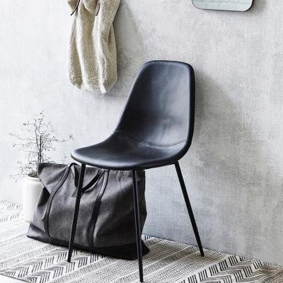 Nordic Italian Design PU Leather Dining Chair Antique Living Room Lounge Chair with Metal Leg