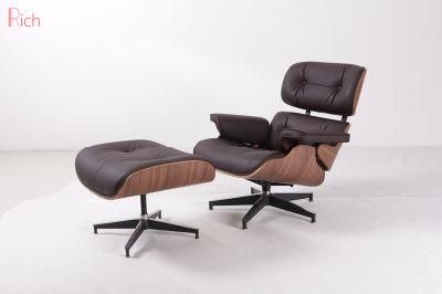 Wholesale Dark Brown PU Genuine Leather Sofa Swivel Chair Lounge Arm Chair for Office