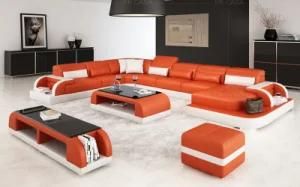 Leather Sofa Set 7 Seater Leather Living Room Furniture Orange Fashion Sofa Italian Leather Sofa