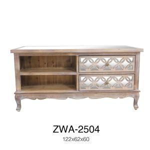 Yiya Long TV Table with Carved Flower Decor