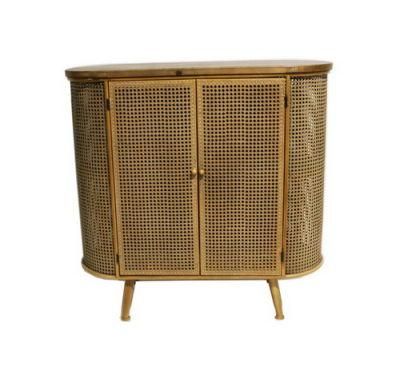 Wooden Cabinet Wooden Storage Cabinet Living Room Cabinet Metal Rattan Cabinet