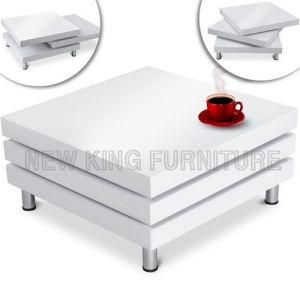 Modern Furniture White MDF Tea Coffee Table Movable Side Table (NK-CTB013)