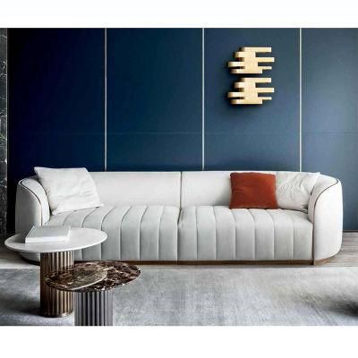 Zhida Home Furnishing Supplier Italian Design Luxury Villa Living Room Simple Style Leather PU Sectional Sofa Furniture for Hotel Project