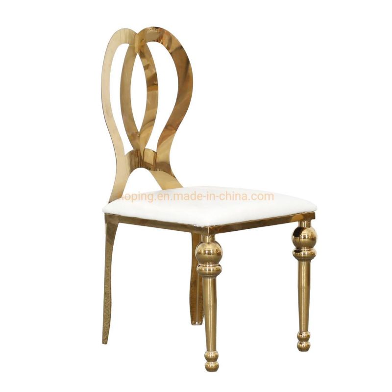Stackable Furniture Luxury Gold Stainless Steel Heart Shape Design Wedding Sofa Chair