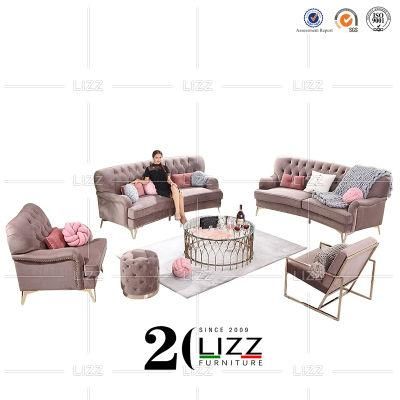Luxury Chesterfield Furniture Modern Sofa Velvet Fabric Living Room Sofa