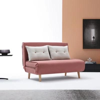 Whole Sales Modern Home Bedroom Furniture Fabric Pink Folding Sofa Bed