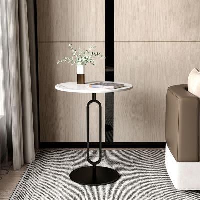 Iron Small Coffee Table Living Room Sofa Italian-Style Side Table Slate Small Round Table Nordic Minimalist Side Cabinet Modern Corner Table