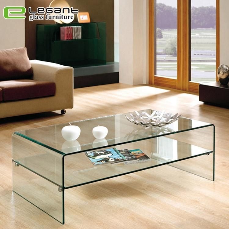Square Transparent Glass Coffee Table Modern Design Glass Center Table