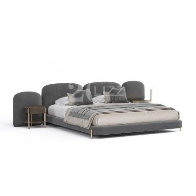 Comfortable Contemporary Home Apartment Wooden Frame Bedroom Furniture Grey Bedding Bed Set