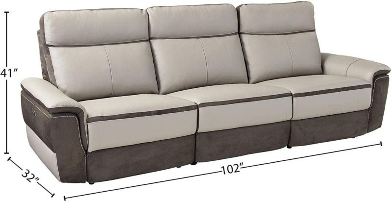 Jky Furniture Modern Design Leather Power Recliner Sofa Set with Massage and Heating Functions