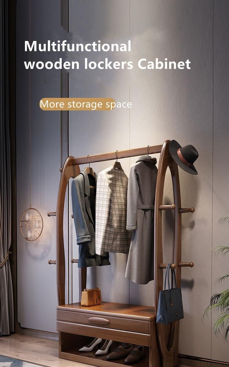 High Quality Open Wooden Hanging Clothes Locker Living Room Furniture Storage Cabinet