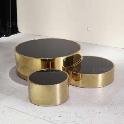 Hot Sale Rose Gold Shinny Living Room Furniture Modern Coffee Table Set