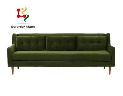 Living Room Furniture Green Fabric Upholstered Couch Sofas with Wooden Legs