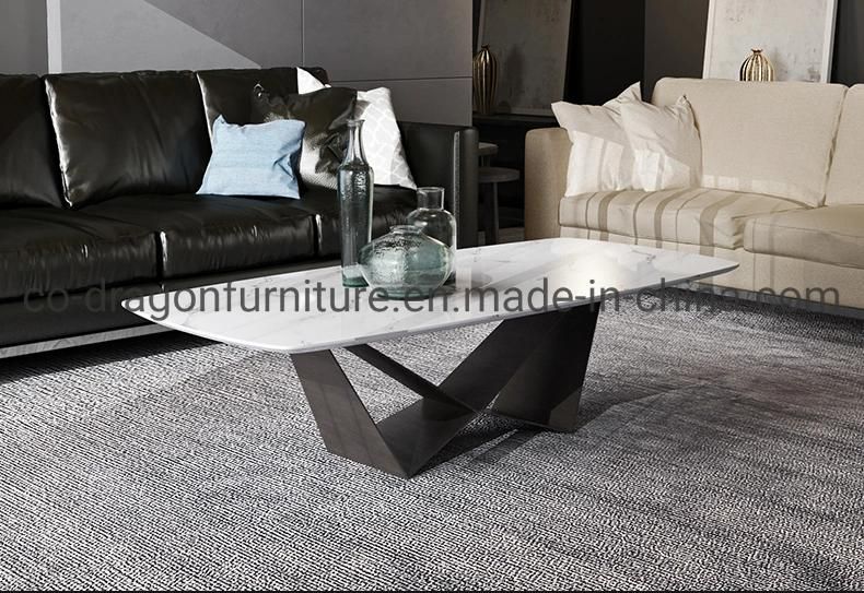 Fashion Home Furniture Square Steel Coffee Table with Marble Top