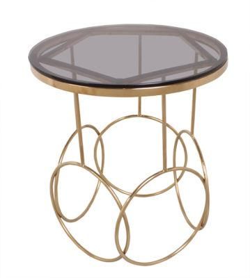 Modern Circle Design Small Garden Gold Side Table for Home and Hotel