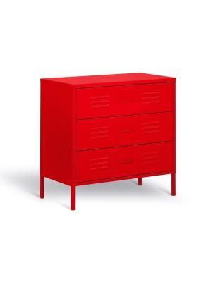 3 Drawer Modern Metal Locker Style Dresser Metal Chest of Drawers Bedroom Furniture