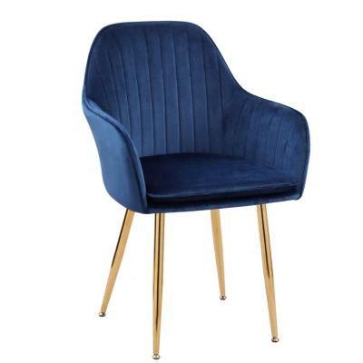 Hot Modern Gold Blue Velvet Indoor Cheap Stacking Hotel Wood Restaurant Chairs