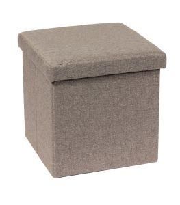 Knobby Linen Folding Ottoman Bin Storage Footstool Box