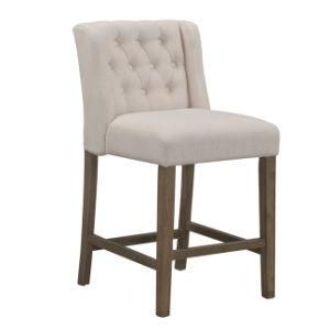 Simple Middle Wood Bar Stool Fabric Leisure Chair