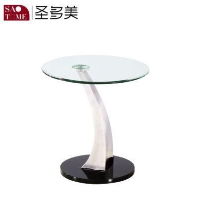 Furniture Top 8mm Transparent Glass Bottom High Gloss Black MDF 25mm Lamp Table
