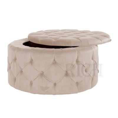 Circle Deep Buttoned Tufted Stool Upholstered Footstool Round Storage Velvet Tufted Ottoman