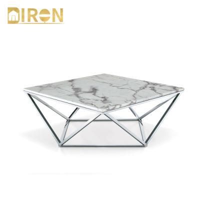China Factories Contract Furniture Supplier Wholesale Stainless Steel with Vintage Painting Coffee Table