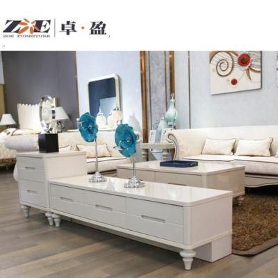 Modern Wooden Living Room Furniture White Color Solid Wood TV Stand