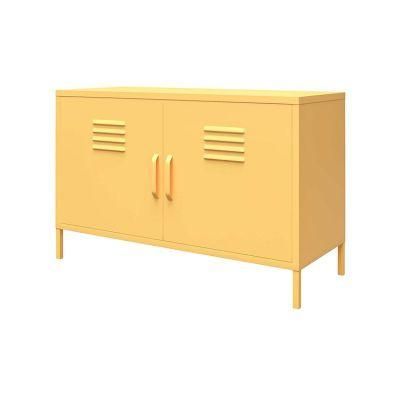Hot Sale Ultra-Thin Storage Modern TV Stand with Swing Yellow Doors