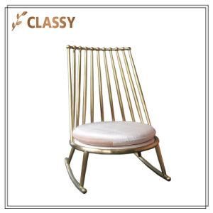 Rocking Chair Leisure Chair Apricot Flannel Golden Stainless Steel Furniture