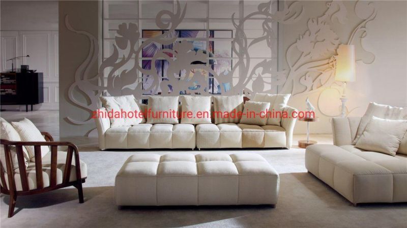 Cheap White Fabric Sofa Living Room Corner Sofa Set for Hotel Villa Bedroom