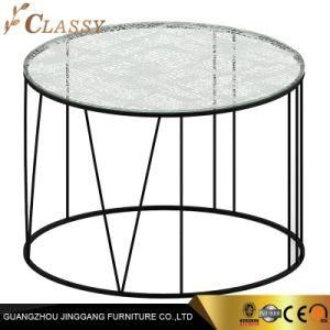 Modern Round Glass Coffee Table with Metal Frame