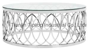 Contemporary Luxury Stainless Frame with Tempered Glass Top Coffee Table