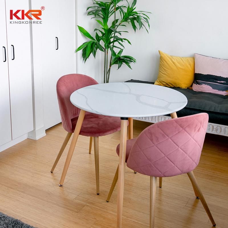 Kingkonree Solid Surface Natural Stone Onyx Marble Round Dining Table for Dining Room