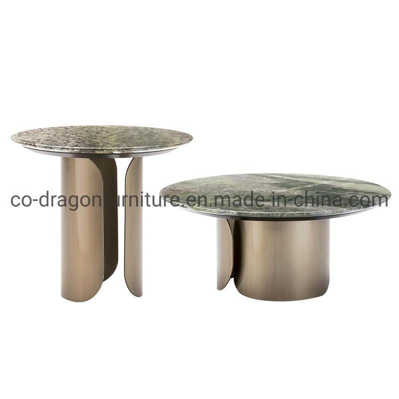 Luxury Home Furniture Metal Legs Side Table with Marble Top