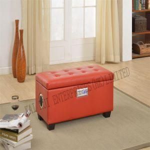 Music Storage Multifunctional Modern PVC Leather Ottoman with Blue Tooth