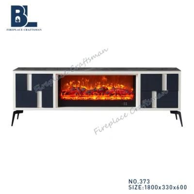 Modern Luxury Marble Wooden Rack Designs Cabinet Used TV Stand with LED Fireplace for Living Room Furniture