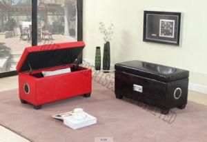 Music Storage Multifunctional Modern PVC Leather Ottoman with Blue Tooth