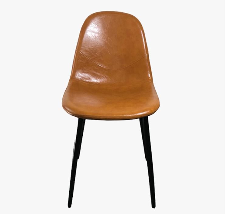 Nordic Italian Design PU Leather Dining Chair Antique Living Room Lounge Chair with Metal Leg