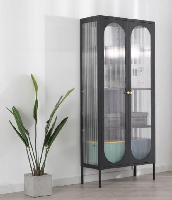 Full Height Home Metal Display Cabinets with Glass Doors