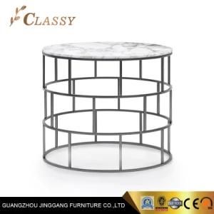 Glass Marble Cooffee Tables Round Side Table for Living Room