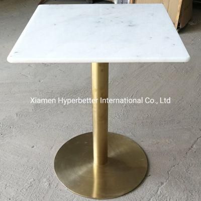 Customized Square White Marble Coffee Table Living Room Furniture Golden Stainless Steel Base