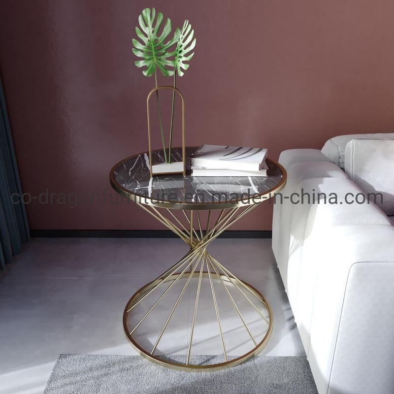 Luxury Gold Steel Side Table with Top for Livingroom Furniture