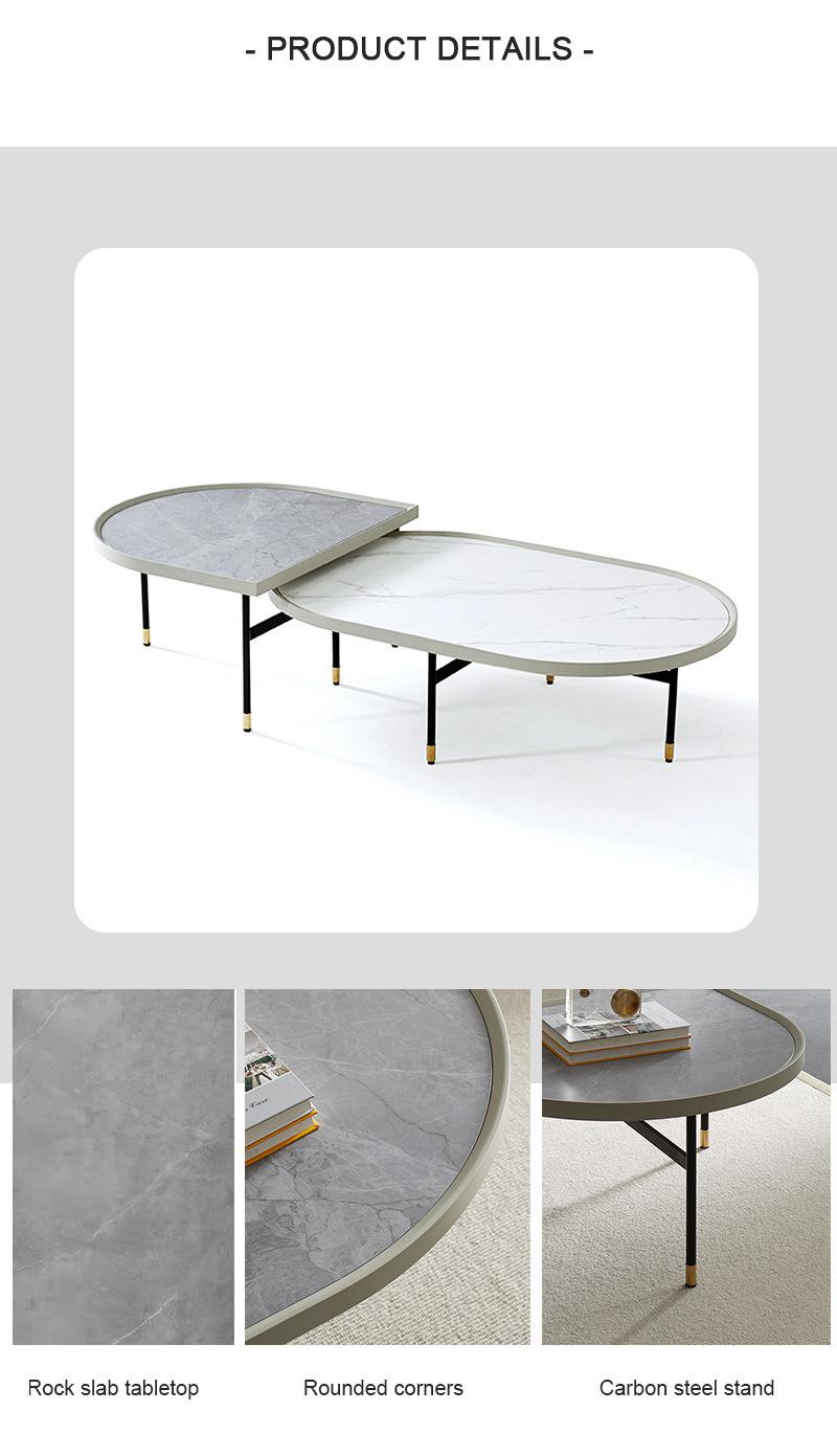 Nordic Luxury Set Modern Living Room Furniture Oval Steel Coffee Table