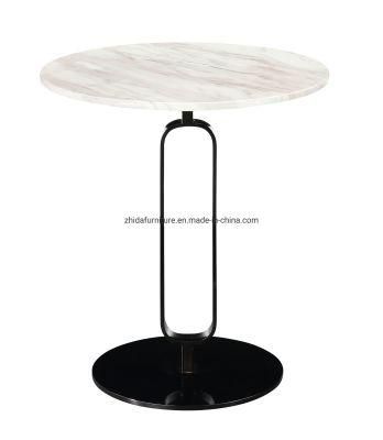 White Marble Top Black Base Hotel Bedroom Reception Coffee Table