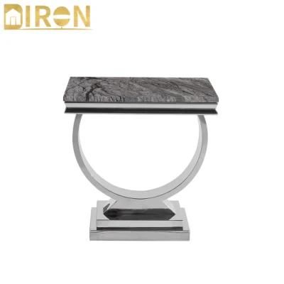 Hotel Furniture Home Living Room Side Table with Marble and Stainless Steel